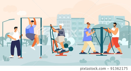 Outdoor Exercise Machines Composition Outdoor Exercise Machines Composition 91362175