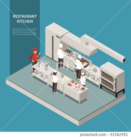 Professional Kitchen Isometric Composition Professional Kitchen Isometric Composition 91362491