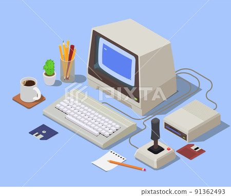 Retro Devices Isometric Background 91362493