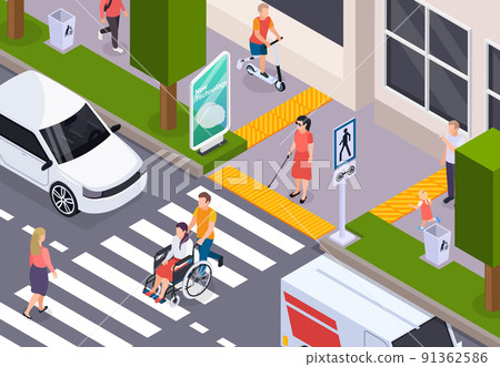 Disabled People Isometric Composition 91362586