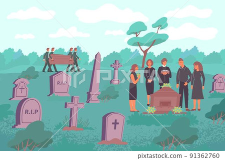 Cemetery Funeral Flat Composition 91362760