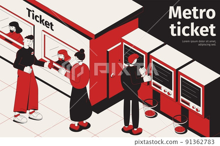 Metro Ticket Isometric Poster 91362783