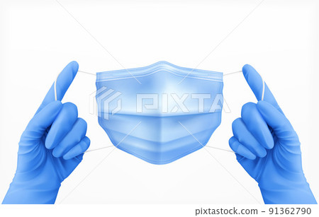 Hands In Gloves With Mask Concept 91362790