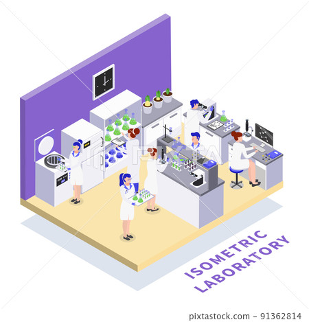 Bio Engineering Lab Isometric Composition 91362814