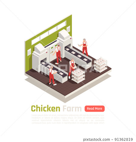 Chicken Farm Isometric Composition 91362819