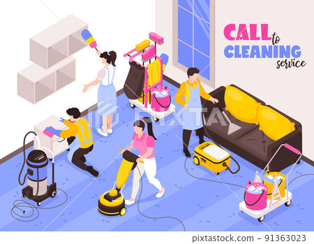 Cleaning Service Isometric Composition 91363023