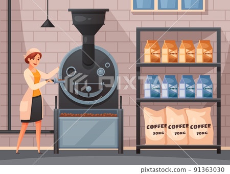 Coffee Production Conveyor Background 91363030