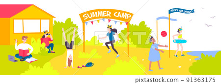 Summer Camp Flat Banner Summer Camp Flat Banner 91363175