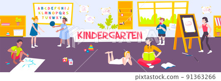 Kindergarten Flat Banner 91363266