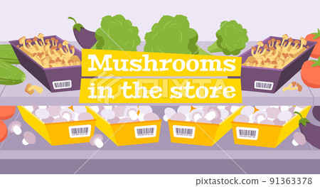 Mushrooms Shop Display Composition Mushrooms Shop Display Composition 91363378