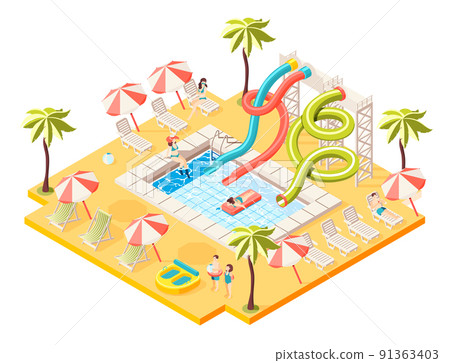 Aquapark Isometric Concept 91363403