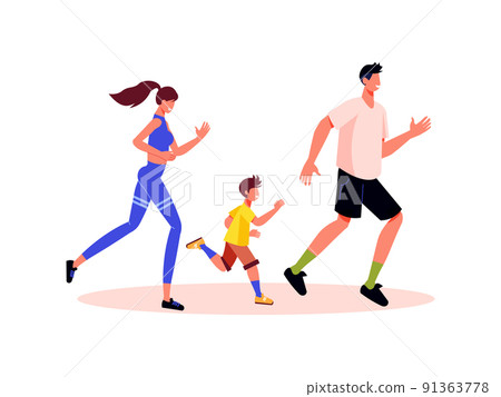 Family Jogging Holiday Composition Family Jogging Holiday Composition 91363778