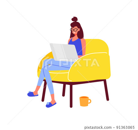 Laptop Girl Freelance Composition 91363865