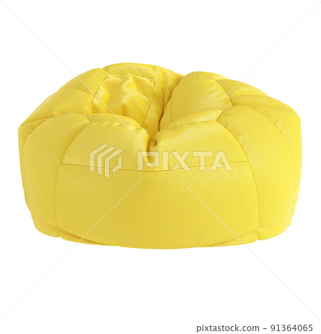 Yellow leather soft chairbag on an isolated background. 3d rendering 91364065