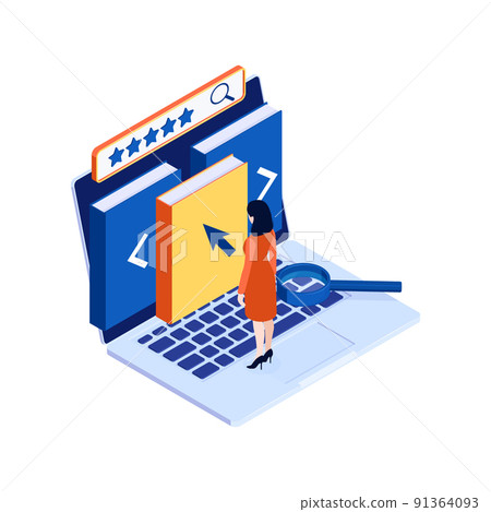 Isometric Online Library Concept 91364093