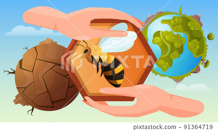Bee Protection Flat Background 91364719