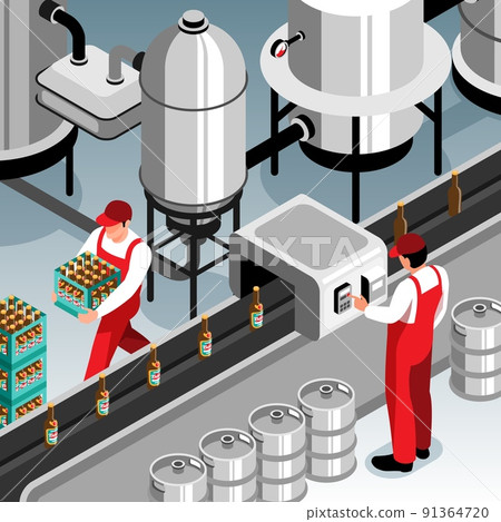 Brewery Isometric Composition Brewery Isometric Composition 91364720