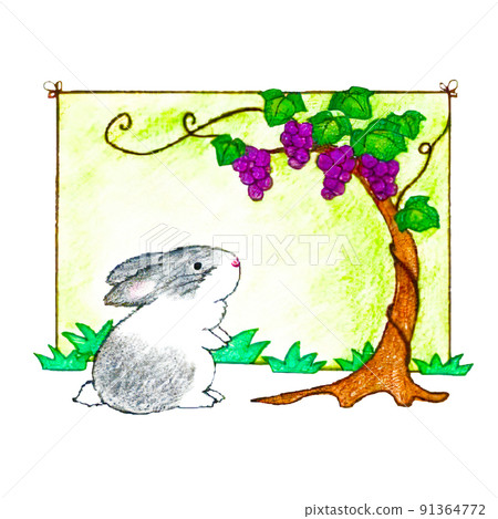 Illustration of a hand-painted rabbit with a soft touch 91364772