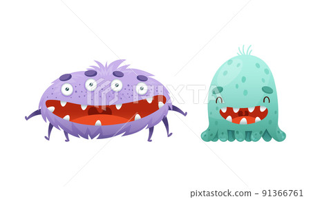 Cute Monster Character as Toothy and Hairy Mutant with Funny Friendly Face and Big Mouth Vector Set Cute Monster Character as Toothy and Hairy Mutant with Funny Friendly Face and Big Mouth Vector Set 91366761