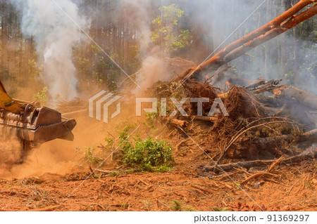 Natural disaster forest fire, tractor falling asleep sand to fire Natural disaster forest fire, tractor falling asleep sand to fire 91369297