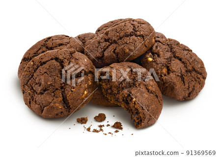 chocolate cookies isolated on white background with full depth of field chocolate cookies isolated on white background with full depth of field 91369569