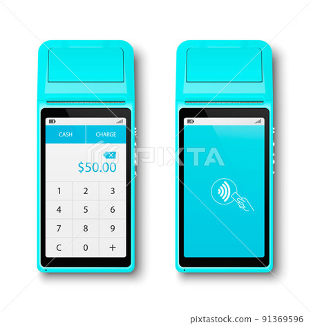 Vector 3d Orange NFC Payment Machine Set Isolated. Wi-fi, Wireless Payment. Screen with Amount and Wifi Sign. POS Terminal, Machine Design Template of Bank Payment Contactless Terminal, Mockup Vector 3d Orange NFC Payment Machine Set Isolated. Wi-fi, Wireless Payment. Screen with Amount and Wifi Sign. POS Terminal, Machine Design Template of Bank Payment Contactless Terminal, Mockup 91369596