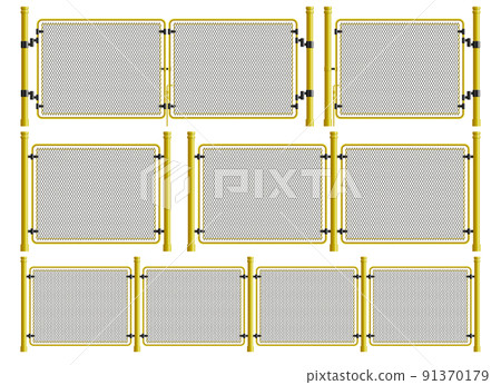 Metal wire fence and gate set in realistic style 91370179