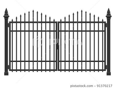 Realistic steel gate isolated on white background Realistic steel gate isolated on white background 91370217