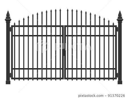 Realistic steel gate isolated on white background - Stock Illustration ...