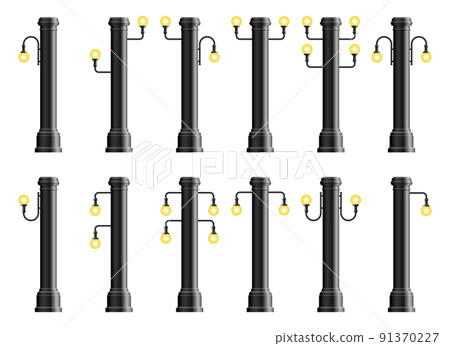 Realistic vintage street lamp made from steel 91370227