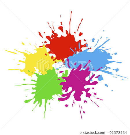 Blots of paint drops of different colors 91372384