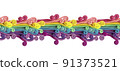 seamless border. plasticine 3D illustration with colored curls. Rainbow. isolated on white background abstract print 91373521