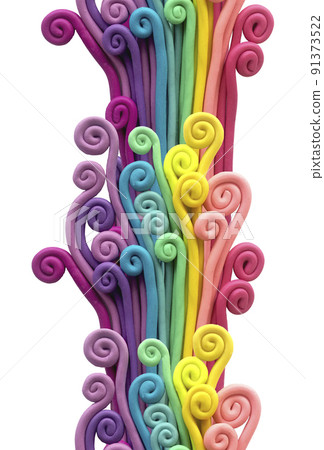 plasticine 3d illustration. abstract seamless border with rainbow. colored curls of bright colors. plasticine 3d illustration. abstract seamless border with rainbow. colored curls of bright colors. 91373522