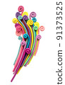 abstract 3d composition from plasticine. colored rainbow, curls. 3D modern print 91373525