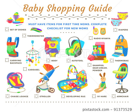 Baby Shopping Guide Checklist Vector Illustration 91373529
