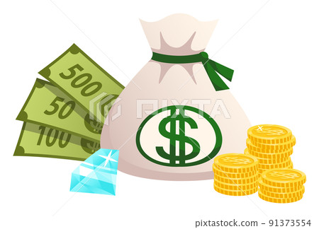 Wealth Financial Cash Banknotes Coins Diamond Wealth Financial Cash Banknotes Coins Diamond 91373554