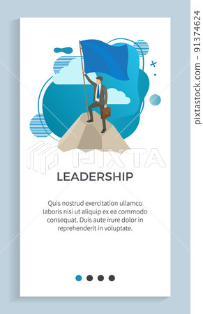 Leadership Male Holding Blue Flag on Pole Vector - Stock Illustration ...