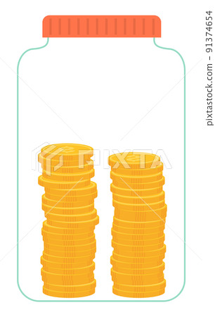 Gold Dollar Coins Placed in Jar with Cap Vector Gold Dollar Coins Placed in Jar with Cap Vector 91374654