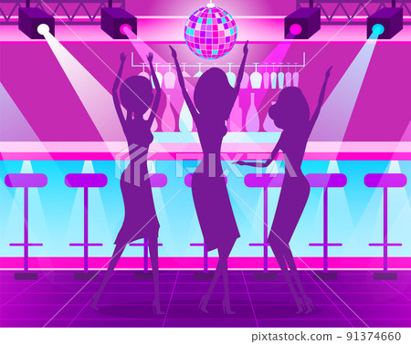 Hen-Party in Night Club, Bachelorette Event Vector 91374660