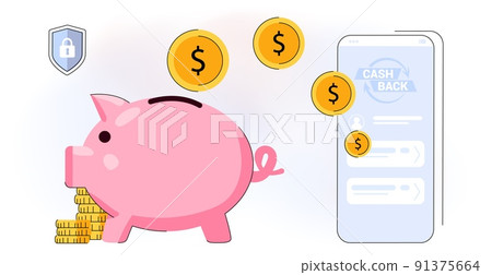 Cashback service Financial savings and money exchange concept Paying online Cashback service Financial savings and money exchange concept Paying online 91375664