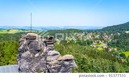 View from Nuns Rock sandstone rock formation 91377331