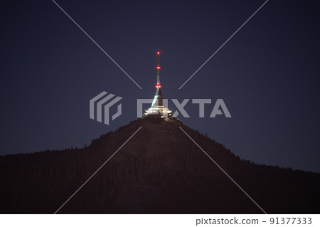Jested mountain hotel and transmitter by night 91377333