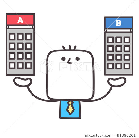 一個新畢業的商人選擇一家公司的插圖 91380201