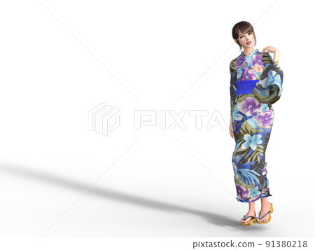 穿著浴衣站立的女人（全身） 91380218