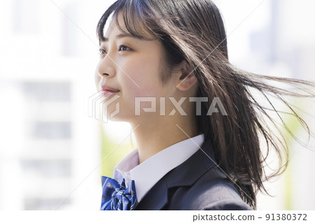 Schoolgirl in uniform High school junior high school 91380372
