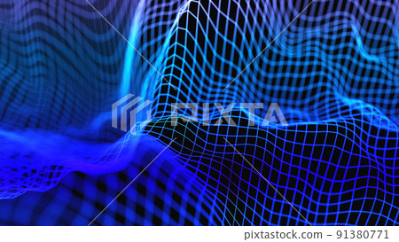 Data analysis. Data trends. Scan, modeling, 3D analysis. 3D data represented by a blue grid 91380771