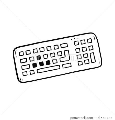 Keyboard hand drawn doodle element. Sketch line style Keyboard hand drawn doodle element. Sketch line style 91380788