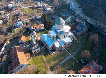 Aerial view of Gelati monastery near Kutaisi, Georgia 91384376