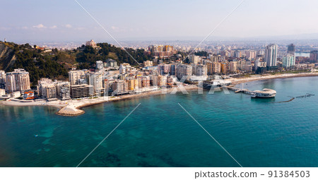 Bird's eye view of Ventus Harbor in Durres, Albania 91384503