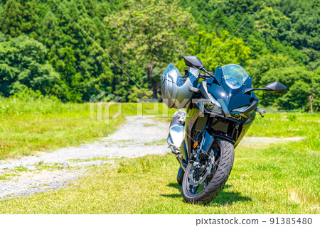 Summer bike touring Satoyama forest full of green a-3 Light tone 91385480